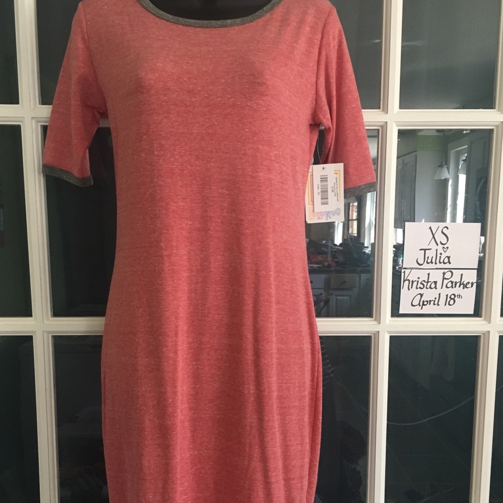 NEW Xs & Small Julia Dress heather pink/red NWT
